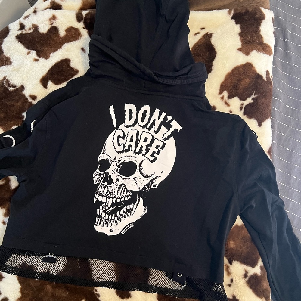 Killstar skull hoodie “I don’t care”